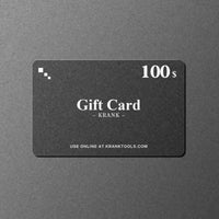 Black gift card with '100s' and 'Krank' text on a gray background